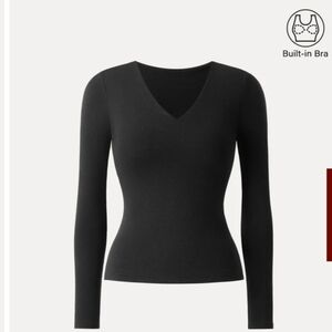 OGL Black Long Sleeve Top with Built-in Bra